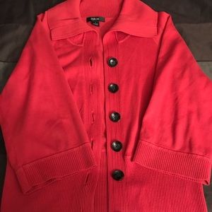 Red cardigan